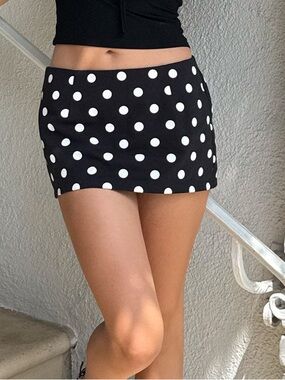 Edikted Black & White Polka Dot Mini Skort Size Large Y2K
